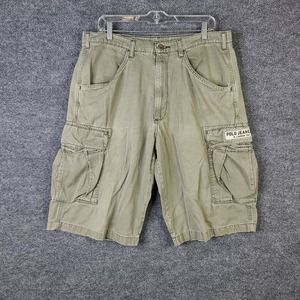 Polo Jeans Co. Freighter Short Cargo Men's 34 Green Canvas Multi Pocket